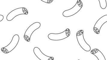 salami on white background, vector illustration, pattern. semicircular meat sausage with bacon. pattern, seamless illustration, background. stylish decor in black and white style