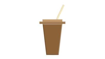 Vector illustration of coffee frappe latte cup to go with whipped cream and chocolate