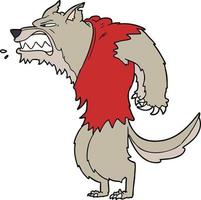 hombre lobo enojado de dibujos animados vector