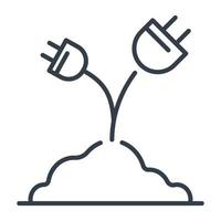 Flower with a plug from a socket instead of a bud, vector isolated icon.  Save the environment design element.