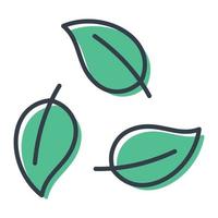 Simple flat icon with three green leaves. vector