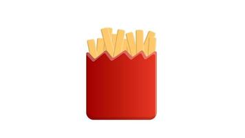French fries on a white background, vector illustration. appetizing potatoes, junk food, fat. French fries in a red cardboard cup. fast food, synthetic food