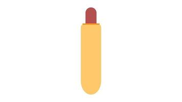 hot dog on white background, vector illustration. vertical bun with a hole, inside a sausage. french hot dog, fast food food from a food truck. quick fast food lunch, hearty high-calorie snack