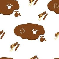 Seamless pattern gingerbread cookie cutters and cinnamon sticks vector