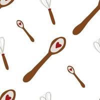 Seamless pattern pastry spoon with heart vector