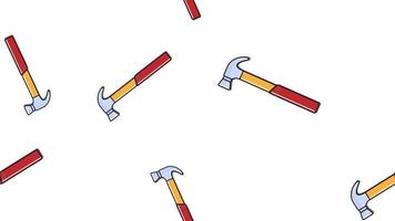 Texture, seamless pattern of red plumbing construction repair hammers for hammering nails on a white background. Vector