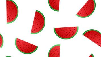 Seamless watermelon pattern. Vector summer background with watercolor watermelon slices