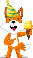 Fox with ice cream,, illustration, vector on white background.