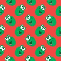Frog head ,seamless pattern on red background. vector