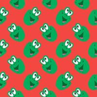 Frog head ,seamless pattern on red background. vector