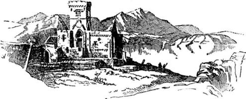 las ruinas de iona, ilustración antigua. vector