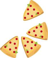 Pizza slices, illustration, vector on white background.