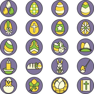 Easter eggs icon pack, illustration, vector on a white background.