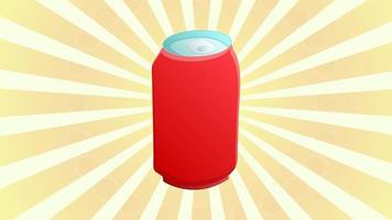 Soda in a tin can - cute cartoon colored picture. Graphic design elements for menu, packaging, advertising, poster, brochure. Vector illustration of fast food for bistro, snack bar, cafe or restaurant