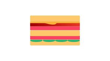 Sandwich top view vector style illustration. Sandwich bread on plate isolated on the brown background. Sandwich icon in flat style