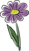 Purple flower, illustration, vector on white background.