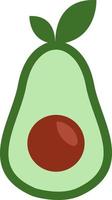 Green healthy avocado in half, illustration, vector, on a white background. vector