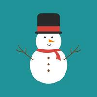 Snowman with hat, illustration, vector on white background.