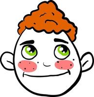 Boy with orange hair, illustration, vector on white background.