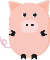 Pink pigglet, illustration, vector on a white background.