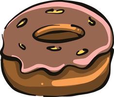 Donut pequeño, ilustración, vector sobre fondo blanco.