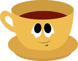 Hot coffee, illustration, vector on white background.