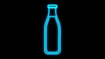 lemonade, cola in a glass bottle on a black background, vector illustration, neon. neon sign in blue, fast food and coffee shop decoration. bright sign for restaurants
