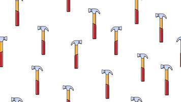 Texture, seamless pattern of metal red plumbing construction repair hammers for hammering nails on a white background. Vector illustration