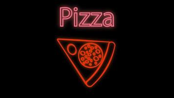 Pizza logo, emblem. Pizza neon sign, bright signboard, light banner. Neon sign vector