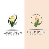 Corn simple logo design agriculture farming vector