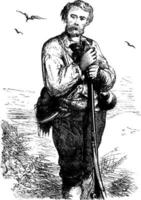 Man and Rifle, vintage illustration vector