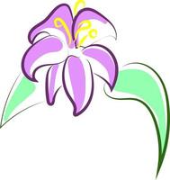 hermosa flor morada, ilustración, vector sobre fondo blanco.