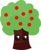 Cute little apple tree, illustration, vector on white background.