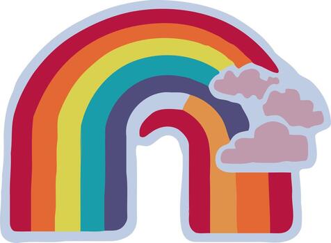 ilustración de dibujos animados de arco iris y nubes vector