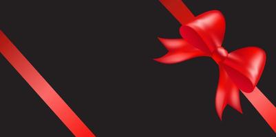 Shiny red color satin ribbon on  black background vector