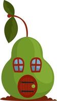 Pear house, illustration, vector on white background.