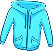 Blue winter jacket, illustration, vector on white background.