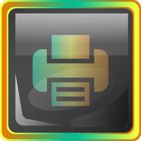 Print grey square vector icon illustration with yellow and green details on white background