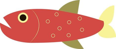 Red fish in water, illustration, vector on white background.