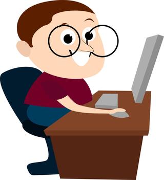 hombre trabajando en equipo, ilustración, vector sobre fondo blanco.