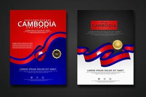 establecer diseño de póster plantilla de fondo del día de la independencia de camboya vector