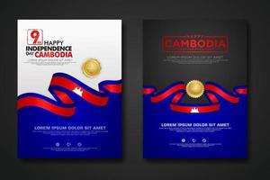 establecer diseño de póster plantilla de fondo del día de la independencia de camboya vector