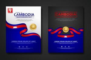 establecer diseño de póster plantilla de fondo del día de la independencia de camboya vector