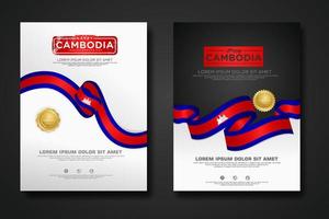 Set poster design Cambodia independence day background template vector