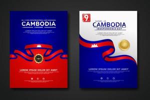 Set poster design Cambodia independence day background template vector