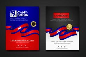 Set poster design Cambodia independence day background template vector