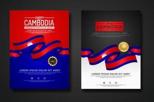 establecer diseño de póster plantilla de fondo del día de la independencia de camboya vector