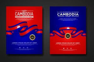 Set poster design Cambodia independence day background template vector