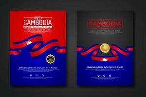 establecer diseño de póster plantilla de fondo del día de la independencia de camboya vector