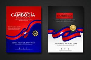 establecer diseño de póster plantilla de fondo del día de la independencia de camboya vector